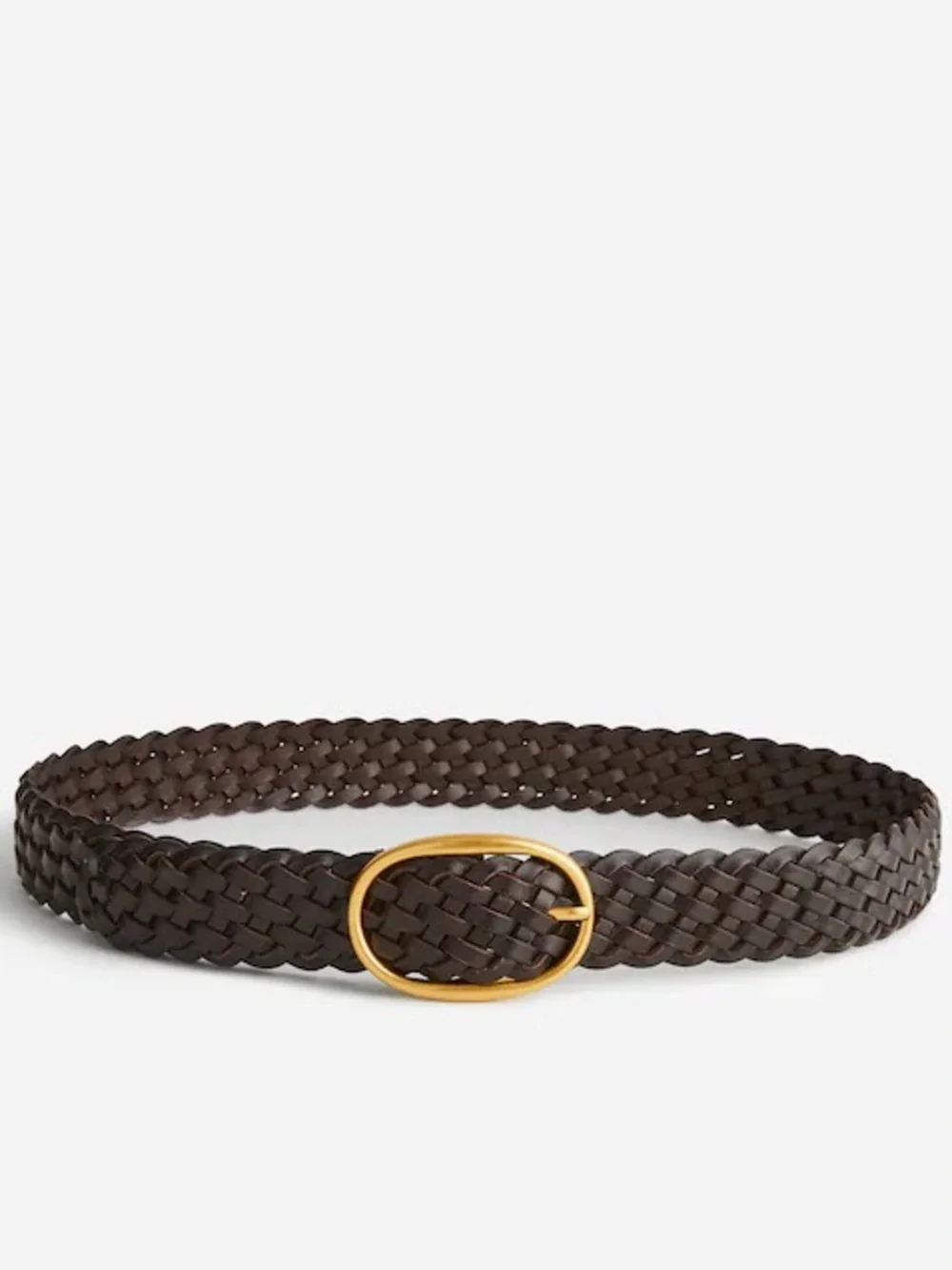 Madewell Woven Leather Oval-Buckle Belt in Coffee Bean XS Small